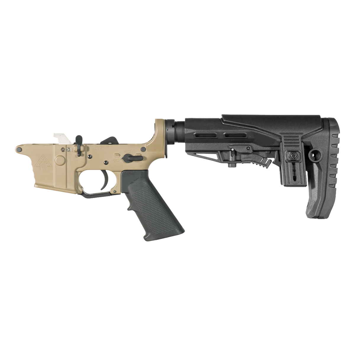DTT FDE AR-9 Rifle Lower Build Kit, Premium Uintah 3.0 lb Drop-In Ultra Match Trigger, Enhanced Stock