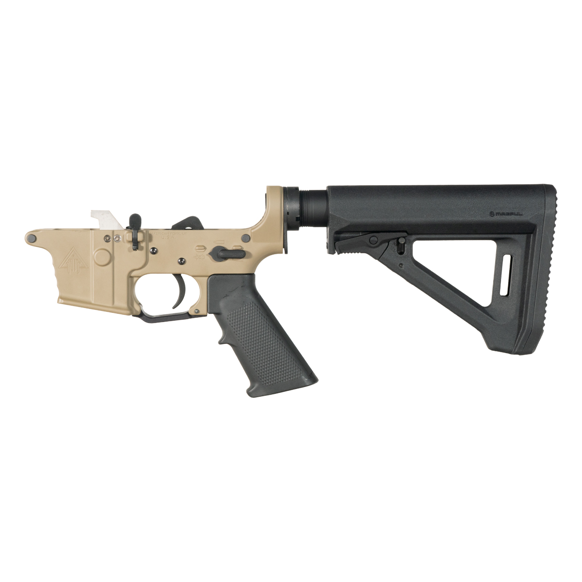 DTT FDE AR-9 Rifle Lower Build Kit, Premium Uintah 3.0 lb Drop-In Ultra Match Trigger, Magpul MOE RL Carbine Stock