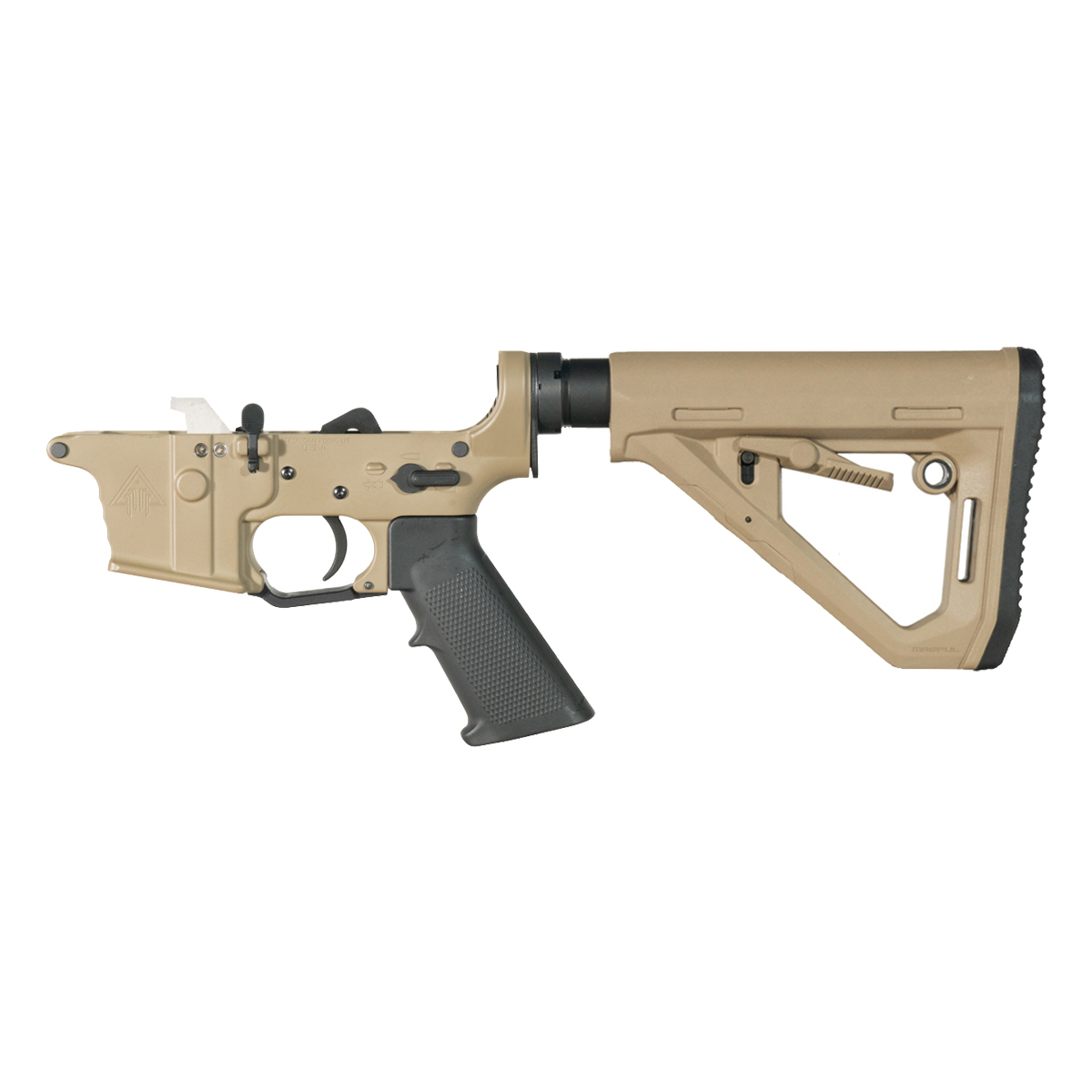 DTT FDE AR-9 Rifle Lower Build Kit, Premium Uintah 3.0 lb Drop-In Ultra Match Trigger, Magpul FDE DT Carbine Stock