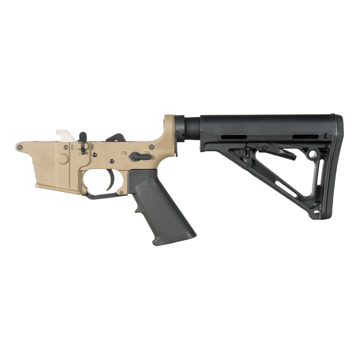 DTT FDE AR-9 Rifle Lower Build Kit, Premium Uintah 3.0 lb Drop-In Ultra Match Trigger, Adjustable Carbine Stock