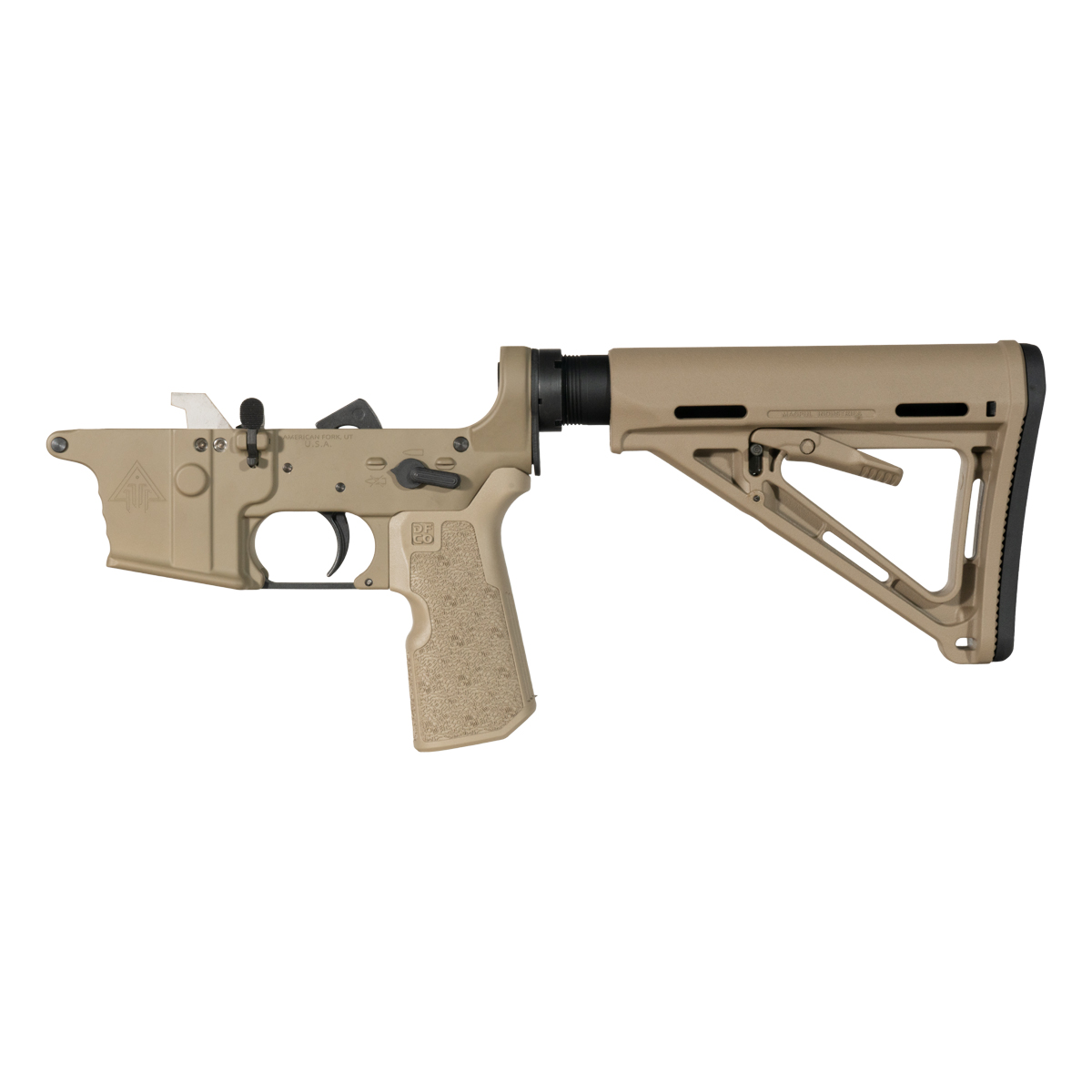 DTT FDE AR-9 Rifle Lower Build Kit, DFCO FDE Grip, Magpul MOE FDE Carbine Stock