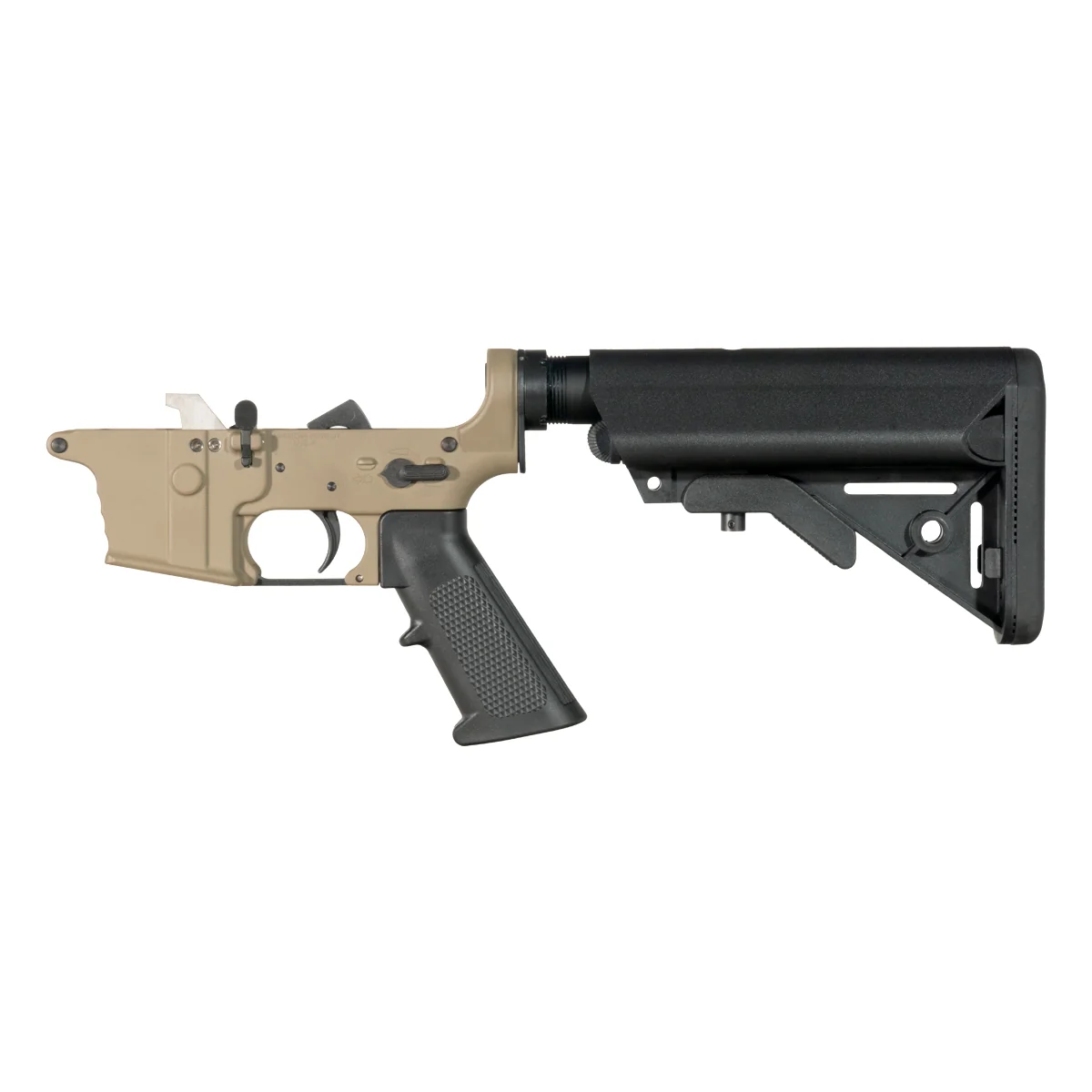 FDE NO-LOGO DELTA-9 AR-9 Rifle Lower Build Kit, SOPMOD-Style Collapsible Stock