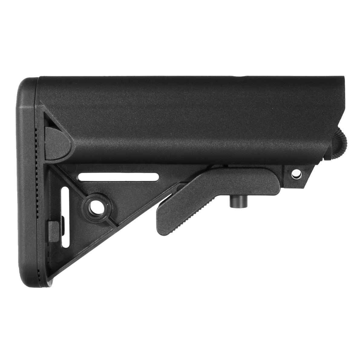 SOPMOD Style AR-15 Collapsible Stock with Dual Storage Compartments, Integrated QD Sling Mounts, Mil-Spec Carbine Buffer Tube Fit & Reinforced Polymer Construction, Black