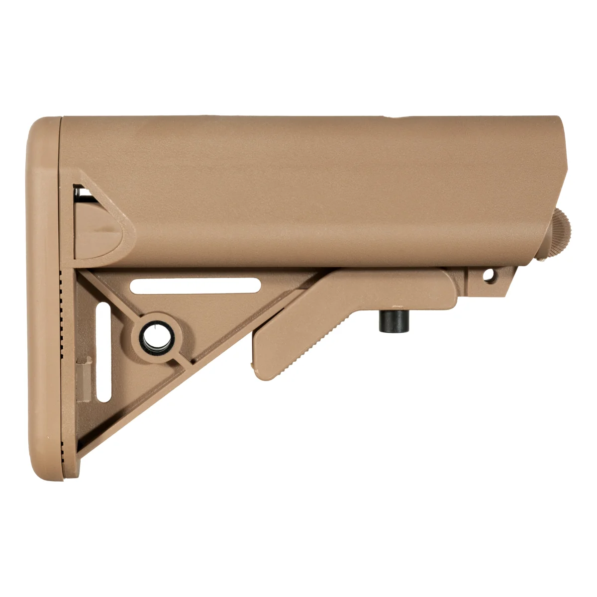 SOPMOD-Style AR-15 Collapsible Stock, Dual Storage Compartments, QD Sling Mounts, FDE