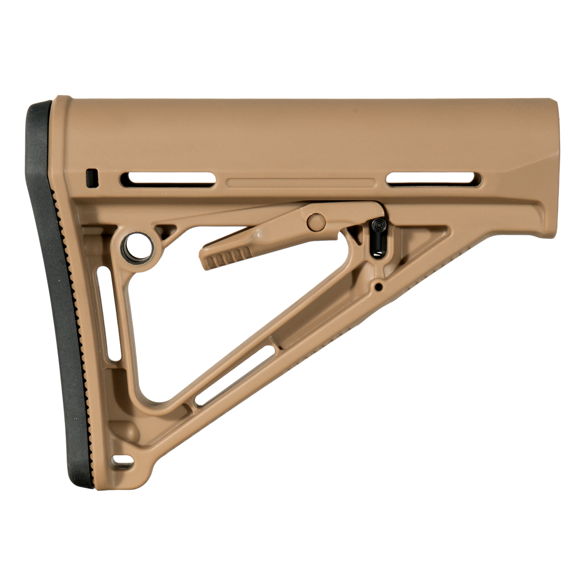Tan AR-15 Adjustable Carbine Stock with QD Sling Mount and Rubber Buttpad
