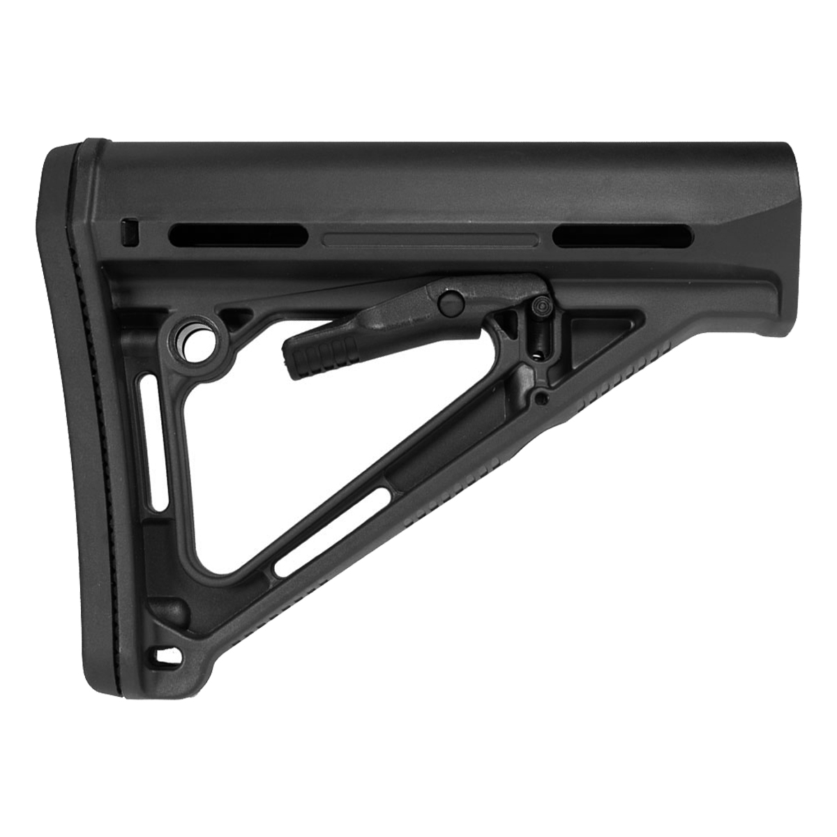 Black AR-15 Adjustable Carbine Stock with QD Sling Mount and Rubber Buttpad