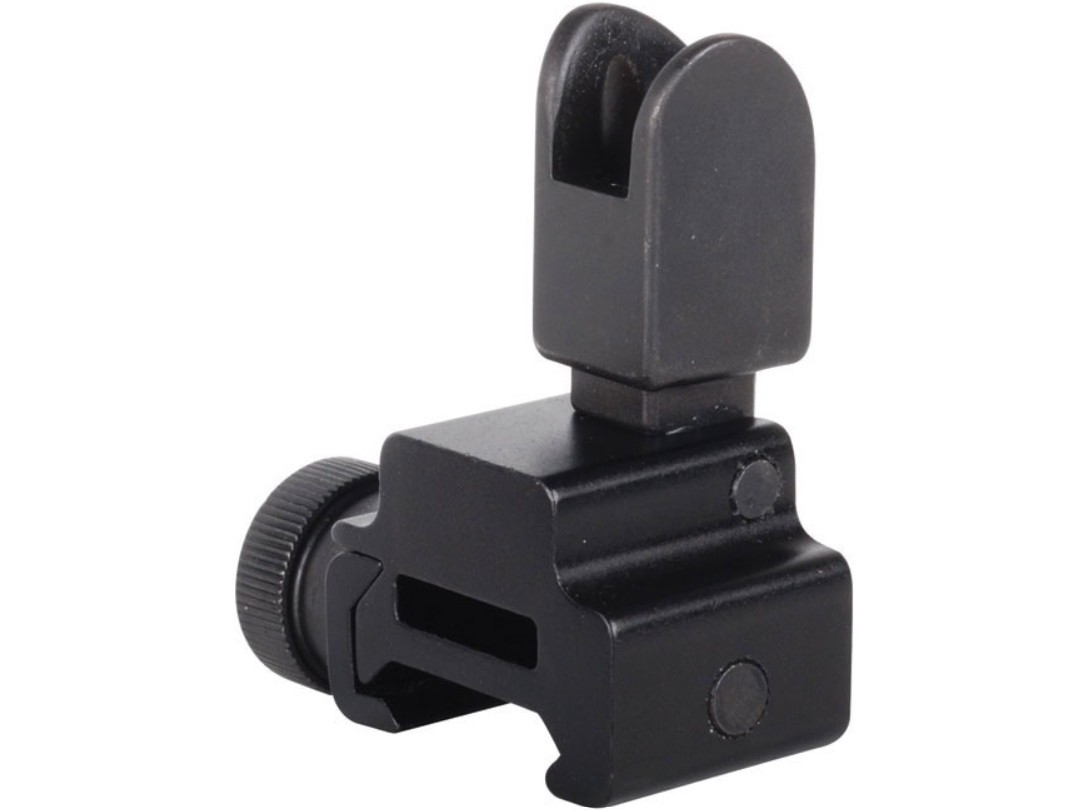 AR-15 Flip-Up Front Sight, Picatinny Rail Mount, Folding Backup Sight, Black