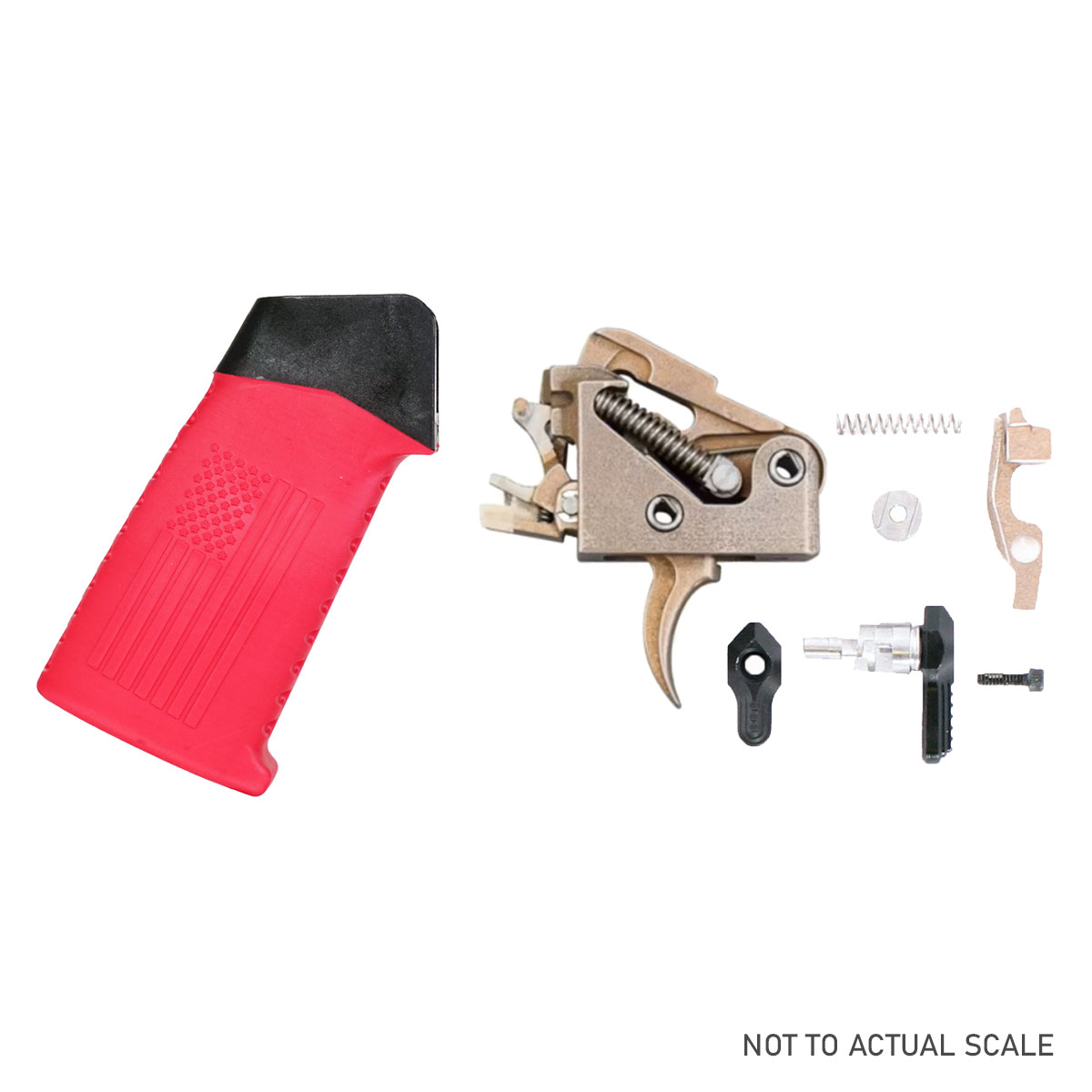Speed Up Your Lower Kit: Fostech AR-15 Drop In Echo AR-II Binary Trigger + Team Accessories Corp AR15 Grip Window Grip Straight Top Flag/Ribbed Red