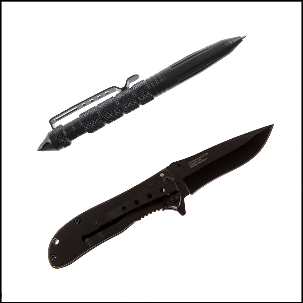 Tactical Gift Box: Davidson Defense Heavy-Duty Tactical Pen + Panther Trading Company Spring Assisted Folding Knife