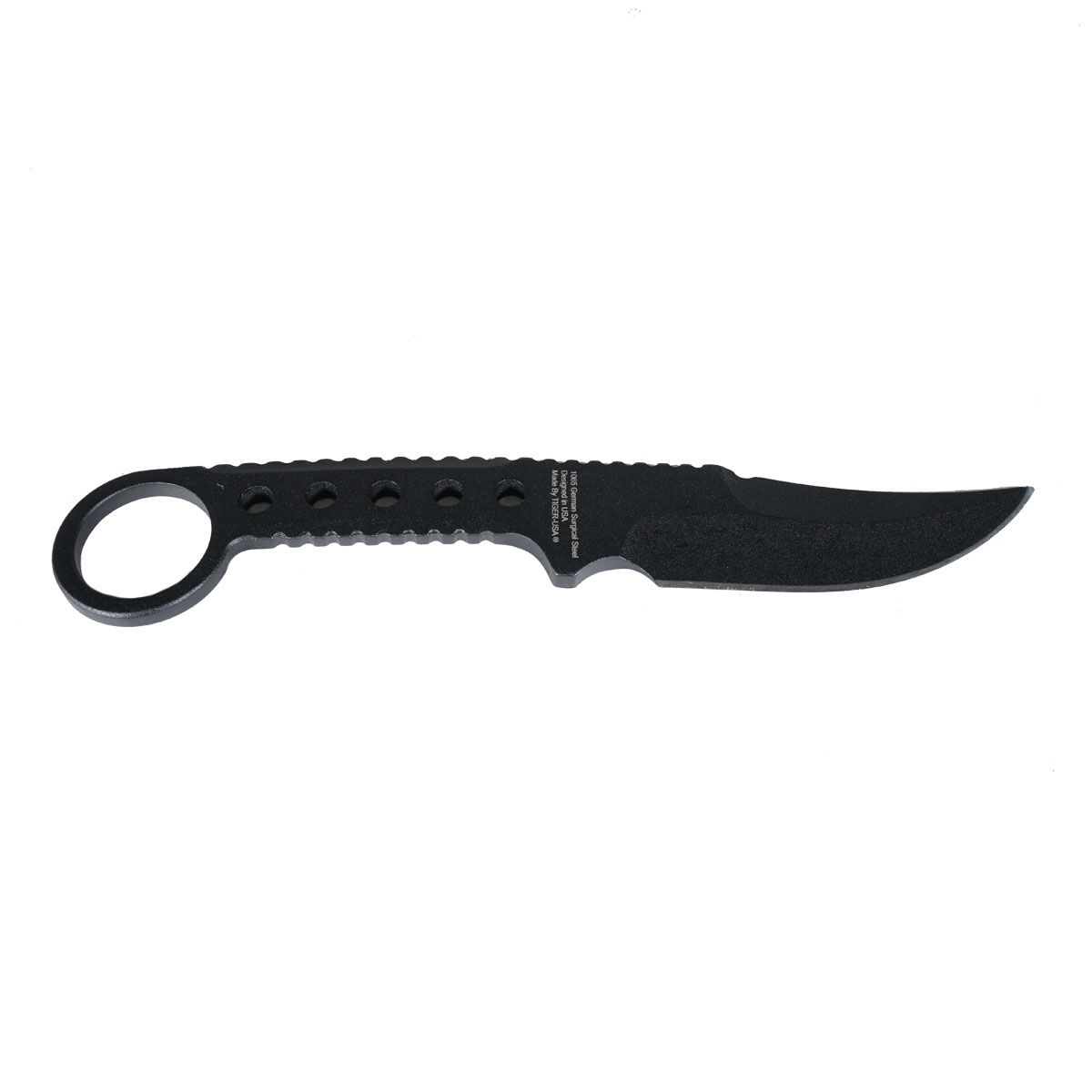 Tiger USA Boot Knife Single-Edged Black Full Tang with Clip