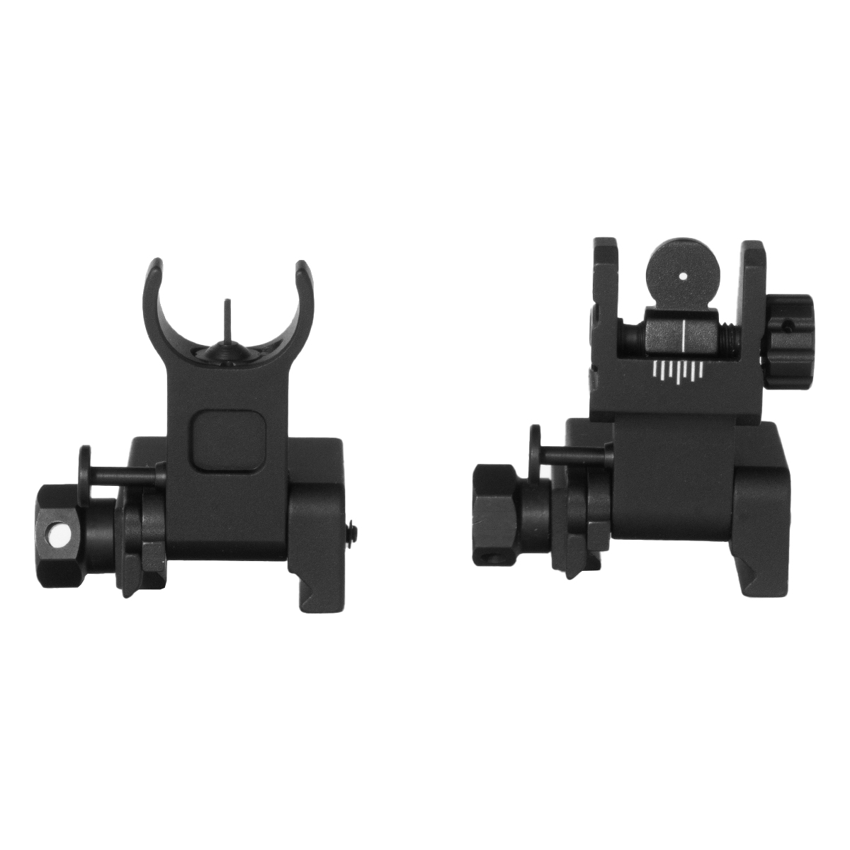 Davidson Defense Aluminum Flip-Up Front & Rear Sight Set, Standard Top Rail, 2-Position Rear Aperture, Picatinny Mount, Spring-Loaded, Anodized Black Finish