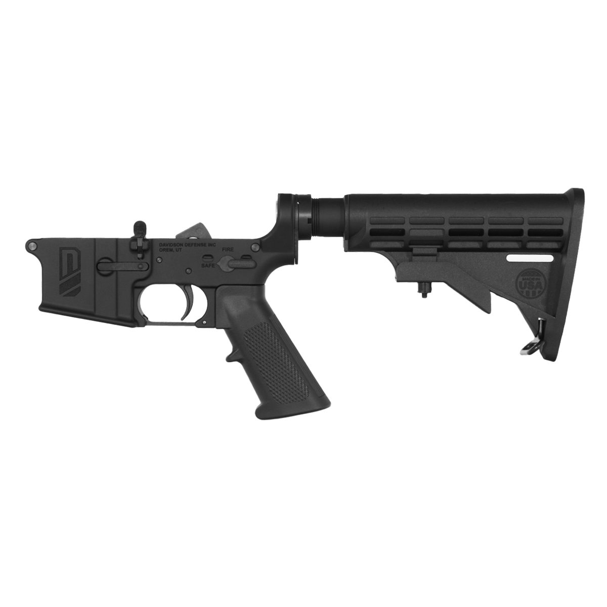 Davidson Defense AR-15 Rifle Lower Build Kit, Carbine Mil-Spec Buttstock